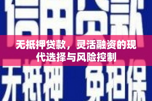 和县无抵押贷款，灵活融资的现代选择与风险控制