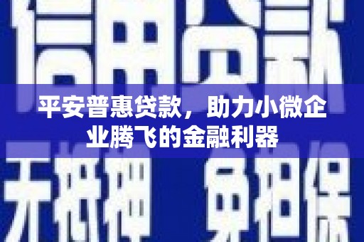 和县平安普惠贷款，助力小微企业腾飞的金融利器