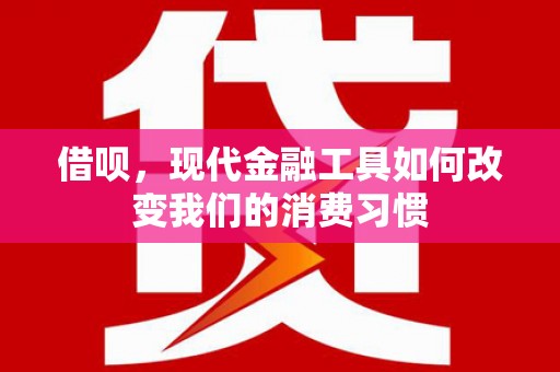和县借呗，现代金融工具如何改变我们的消费习惯