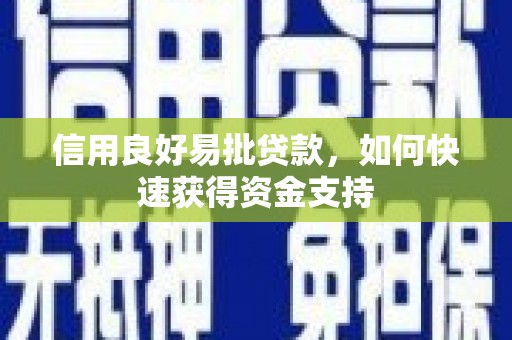 和县信用良好易批贷款，如何快速获得资金支持