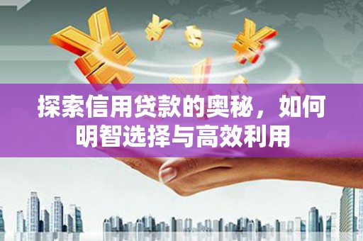 和县探索信用贷款的奥秘，如何明智选择与高效利用