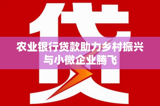 和县农业银行贷款助力乡村振兴与小微企业腾飞